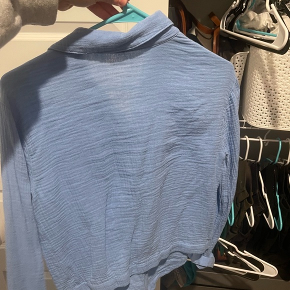 Socialite Tie Front Button Down Gauze Top - Picture 5 of 8